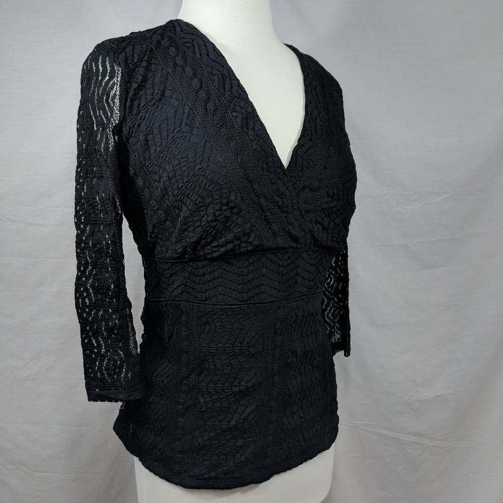 Alfani Black Lace 3Q Sleeve Blouse
